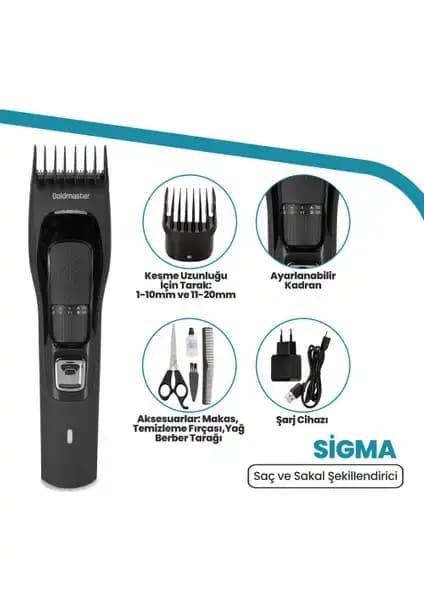 Goldmaster Sigma GM-8144 Çok Fonksiyonlu Kablosuz ve Kablolu Saç Sakal Şekillendirme Cihazı