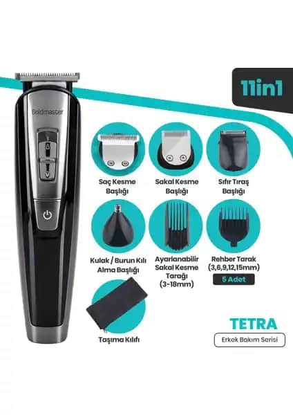 Goldmaster Tetra GM-8111 11'li Erkek Bakım Seti Çok Fonksiyonlu ve Dayanıklı Tasarım