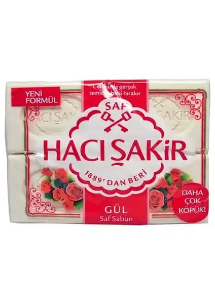 Hacı Şakir Beyaz Sabun Gül 4X150 Gr Doğal İçerikli ve Hoş Kokulu Temizlik Ürünü