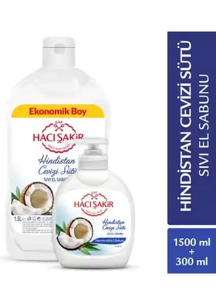 Hacı Şakir Hindistan Cevizi Sütü İçerikli Nemlendirici El Sabunu Doğal ve Güvenilir Temizlik İçin