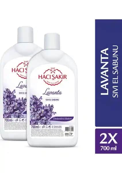 Hacı Şakir Lavanta Dinlendirici Bakım Sıvı El Sabunu 700 ml çift paket ile doğal temizlik ve rahatlatıcı koku