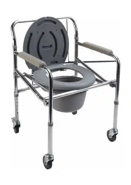 Komot PR-771 İthal Katlanabilir Tekerlekli Alüminyum Hasta Tuvaleti Gelişmiş ve Güvenli Çözüm