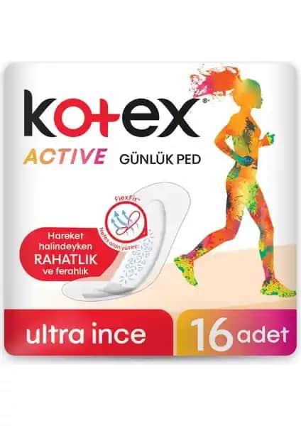 Kotex Günlük Ped Active 16'lı: Yüksek Performanslı ve Konforlu Günlük Hijyen Ürünü