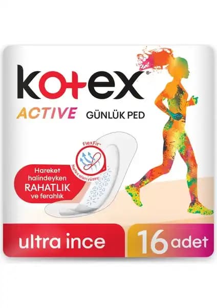 Kotex Günlük Ped Active 16'lı: Yüksek Performanslı ve Konforlu Günlük Hijyen Ürünü