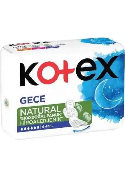 Kotex Natural Ultra Sıngle Gece 6'lı Kadın Hijyen Ürünü Güvenli ve Konforlu Kullanım