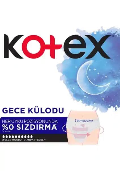 Kotex Regl Gece Külodu 2'li 3 Paket: Güvenli ve Konforlu Gece Kullanımı İçin Mükemmel Tercih