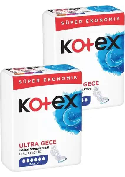 Kotex Ultra Gece Pedleri 4'lü Süper Eko Paket Güvenilir ve Konforlu Gece Kullanımı İçin