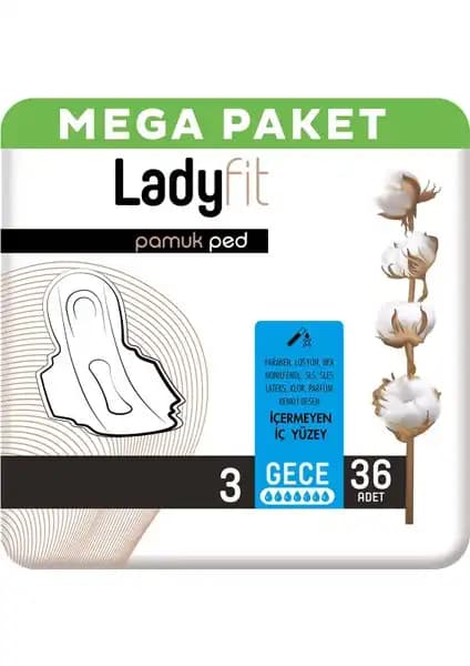 Ladyfit Pamuk Ped Mega Gece: Yüksek Kaliteli, Yumuşak ve Güvenilir Kadın Gece Pedi