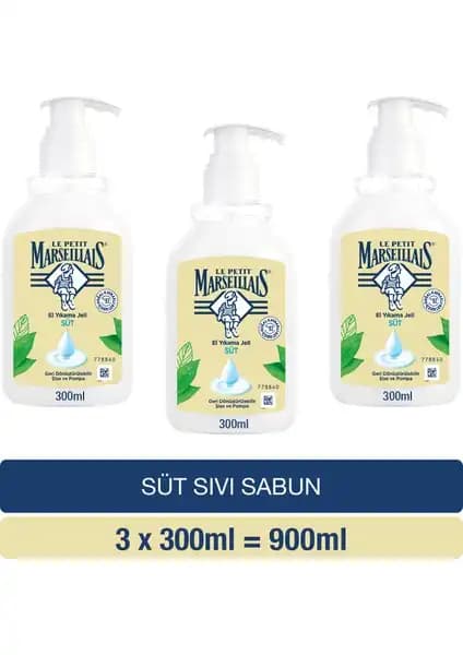 Le Petit Marseillais Sıvı Sabun Süt 300 ml x3 Doğal ve Hassas Temizlik Çözümü