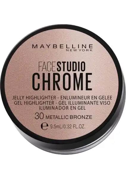 Maybelline Face Studio Chrome Jel 30 Metallic Bronze ile doğal ve parlak makyaj sağlayın