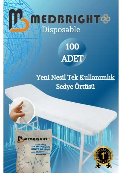 Medbright 80x240 cm Lastikli Tek Kullanımlık Sedye Örtüsü, Hijyen ve Güvenlik İçin Optimal Çözüm