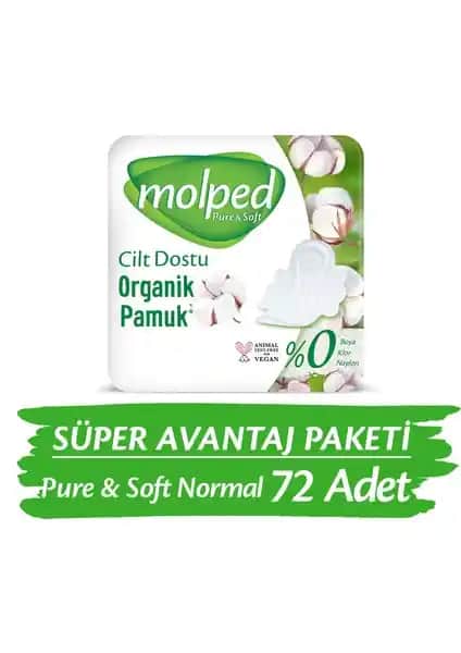 Molped Pure&Soft Organik Pamuklu Günlük Hijyenik Ped, Yumuşak ve Nefes Alabilen Konfor Sağlar