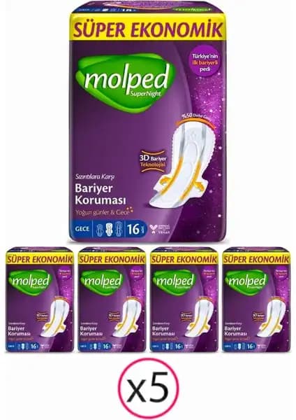 Molped Süpernight Gece Hijyenik Ped: Yüksek Emicilik ve Güvenilir Koruma
