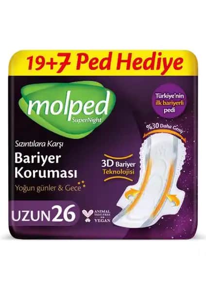 Molped Supernight Hijyenik Ped Gece Uzun Süreli Güvenli ve Konforlu Kullanım İçin Tasarlandı