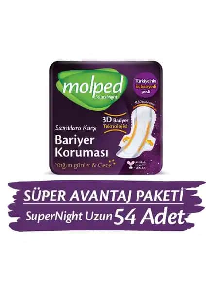 Molped Supernight Uzun Hijyenik Ped: Günlük ve Gece Kullanımı İçin Güçlü Koruma Teknolojisi