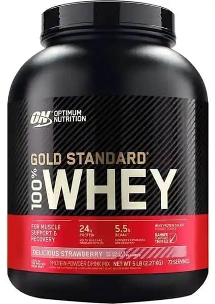 Optimum Whey Protein Tozu Gold Çilek Aroması Sporcular ve Sağlıklı Yaşam İçin Üst Düzey Protein Takviyesi
