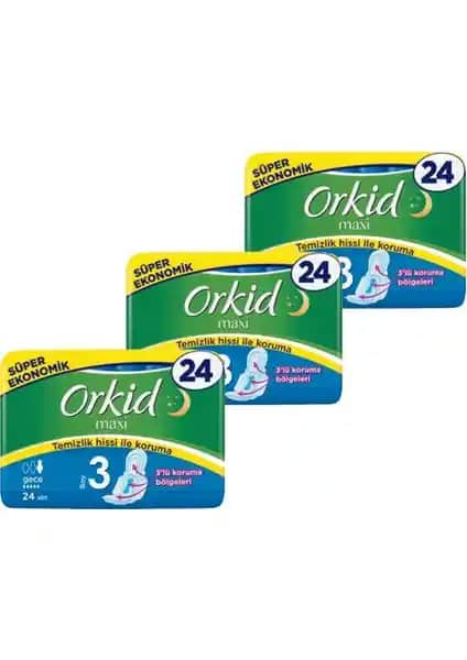 Orkid Maxi 3 Gece Hijyenik Ped: Yüksek Emicilik ve Güvenli Koruma Özellikleri