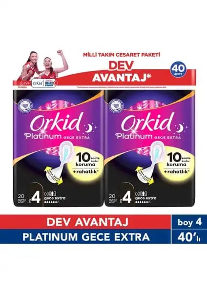 Orkid Platinum Gece Ekstra Paketi: Yüksek Güvenlik ve Konfor Sağlayan Hijyenik Pedler