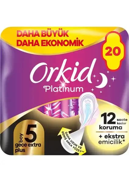 Orkid Platinum Gece Ekstra Plus Hijyenik Pedler Yüksek Koruma ve Konfor Sağlar