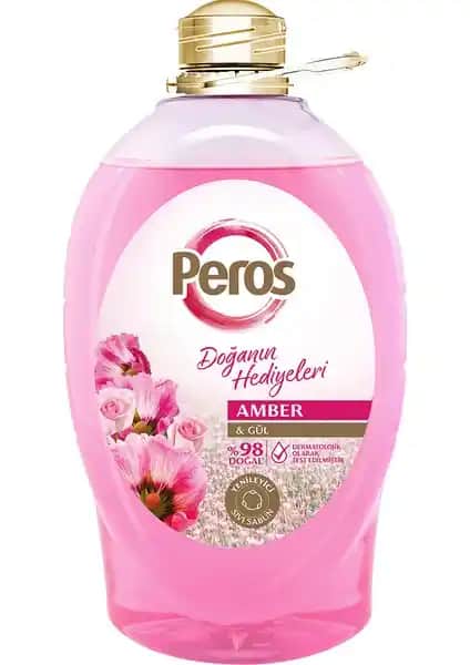 Peros Amber ve Gül Kokulu Sıvı Sabun 3 Litre – Uzun Süreli Temizlik ve Ferah Koku