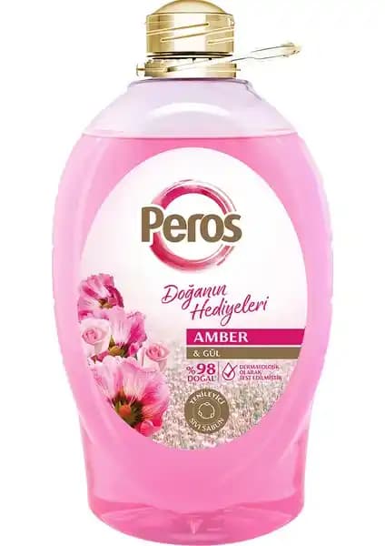 Peros Amber ve Gül Kokulu Sıvı Sabun 3 Litre – Uzun Süreli Temizlik ve Ferah Koku