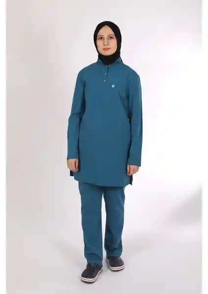 Pratik Medikal Likralı Hemşire Forması Turkuaz Modern ve Konforlu Tasarım