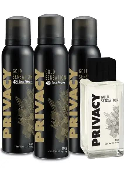 Privacy Gold Man Erkek Parfüm ve Deodorant Seti Günlük ve Özel Kullanım İçin Uygun