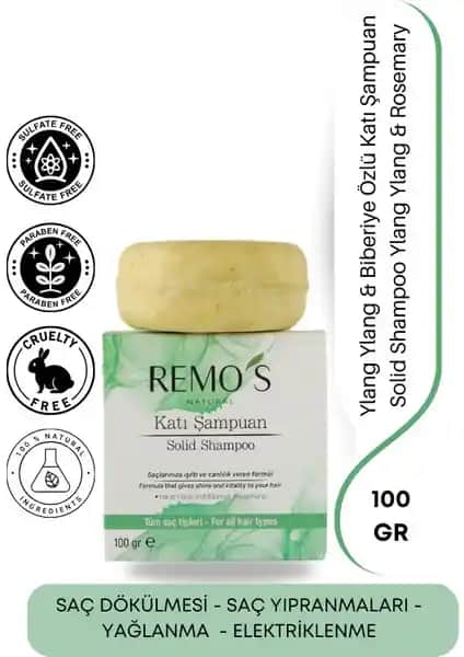 Remo's Natural Katı Şampuan Ylang Ylang Biberiye Özlü Doğal Saç Bakım Ürünü