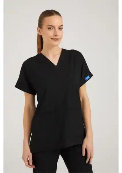 Sağlık Profesyonelleri İçin Şık ve Konforlu Siyah Likralı Hemşire Forması