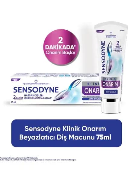 Sensodyne Klinik Onarım Beyazlatıcı Diş Macunu Hassasiyete Karşı Etkili Günlük Kullanım