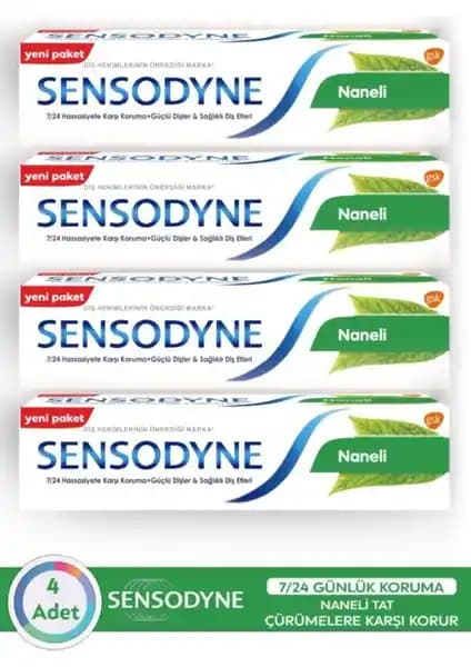 Sensodyne Mint Nane Diş Macunu 100 ml x 4 Adet Günlük Ağız Bakımı İçin Güçlü ve Ferahlatıcı Alternatif
