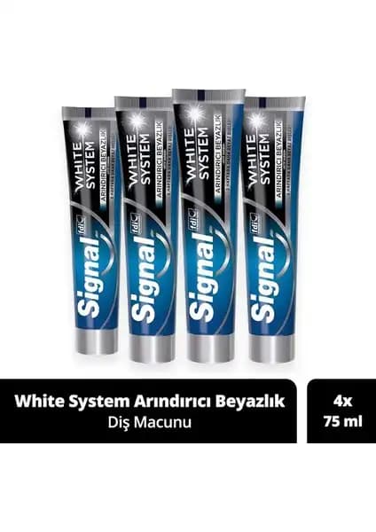 Signal White System Arındırıcı Beyazlık Diş Macunu 75 ml x4 doğal içeriklerle hızlı beyazlatma