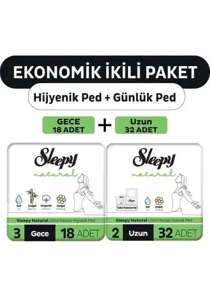 Sleepy Ekonomik İkili Ped Paketi Günlük ve Gece Kullanımı İçin Güvenilir ve Konforlu Çözüm