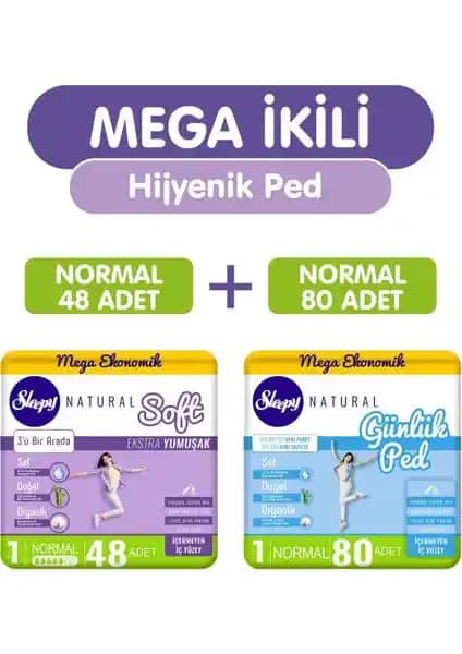 Sleepy Mega Ikili Hijyenik Ped Paketi Türkiye Üretimi Yüksek Emicilik ve Konfor