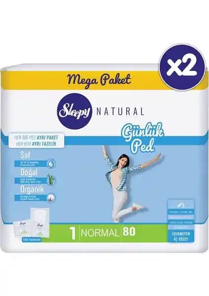 Sleepy Natural Günlük Ped Normal 2X80 Adet: Türkiye'de Üretilmiş Güvenilir ve Doğal Kullanım İçin
