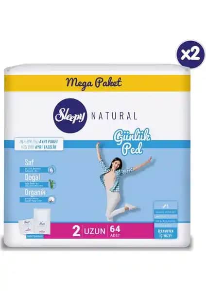 Sleepy Natural Günlük Ped Uzun 2X64 Adet - Yüksek Emicilik ve Güvenilirlik Sağlayan Ürün