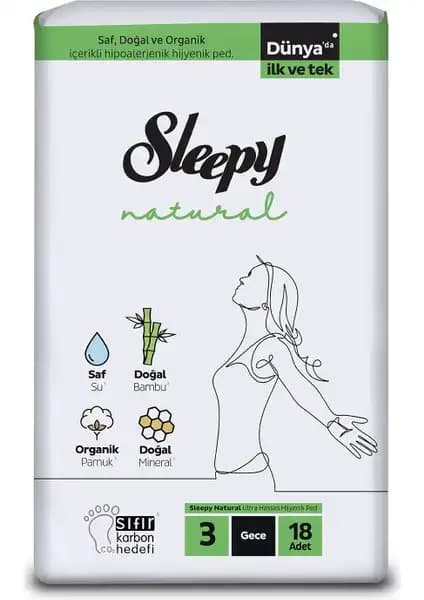Sleepy Natural Soft Ekstra Yumuşak Gece Pedleri: Yüksek Emicilik ve Güvenlik Sağlayan Doğal Malzeme Ürünü