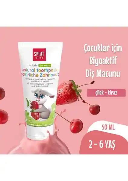 SPLAT Kids Çilek-Kiraz Diş Macunu: 2-6 Yaş Çocuklar İçin Güvenli ve Doğal Diş Temizliği Çözümü