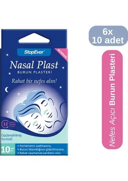 StopEver Nasal Plast Normal Boy 6'lı Burun Bantları ile Nefes Almayı Kolaylaştıran Çözüm
