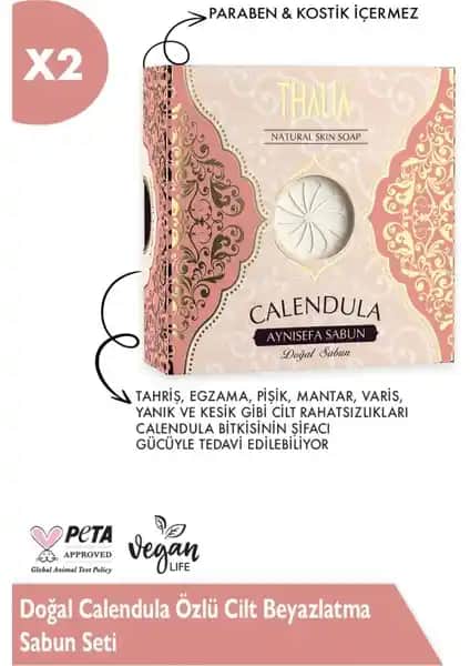 Thalia Calendula Özlü Doğal Cilt Beyazlatma Sabun Seti Güçlü ve Hassas Ciltler İçin Doğal Temizlik Çözümü