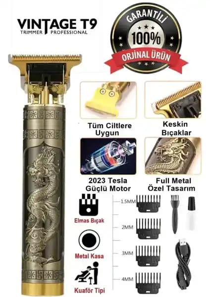Vintage T9 Dragon Profesyonel Çok Fonksiyonlu Şarjlı Tıraş Makinesi Özellikleri