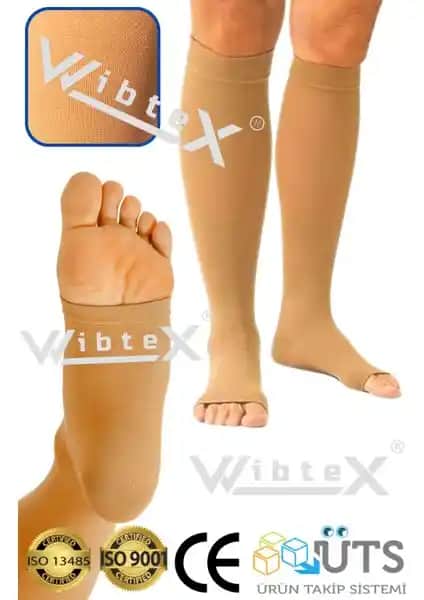 Wibtex Diz Altı Varis Çorabı Burnu Açık Orta Basınç Unisex Sağlık Ürünü