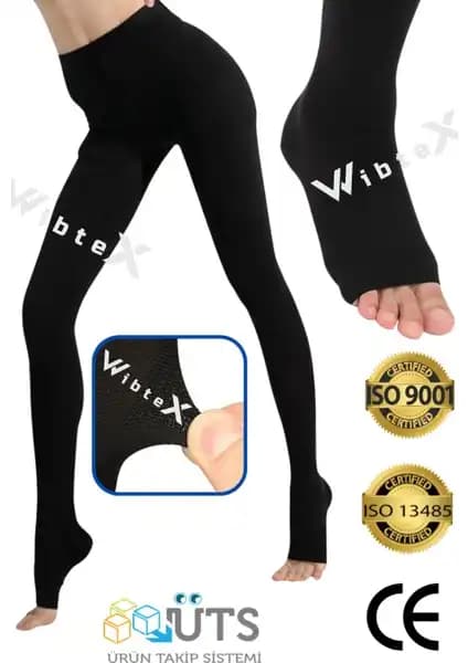 Wibtex Varis Çorabı Siyah Renk Orta Basınç Çift Bacak Modeli 75-90 Karakter