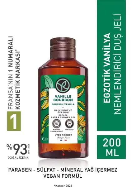 Yves Rocher Nemlendirici Duş Jeli Egzotik Vanilya 200ML Doğal ve Etkili Temizlik İçin