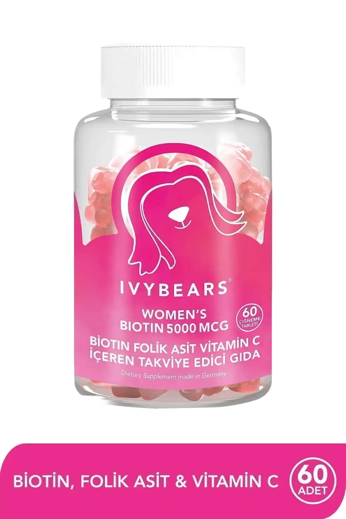 IvyBears Kadın Saç Vitamini Biotin 5000 Mcg: Saç ve Tırnak Sağlığı