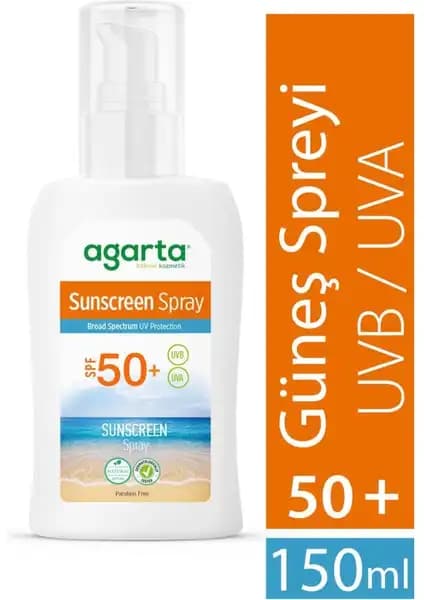 Agarta Doğal Güneş Spreyi SPF 50+ ile Yüksek Koruma ve Doğal İçerik