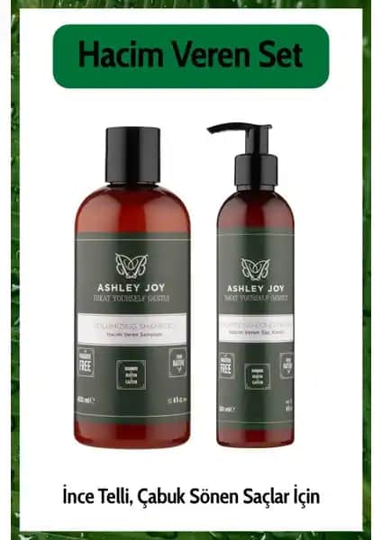 Ashley Joy Hacim Veren Set İnce Telli Saçlar İçin Doğal ve Güçlendirici Bakım Ürünü
