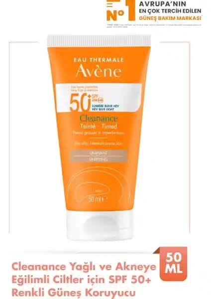 Avene Cleanance Tinted Güneş Koruyucu SPF 50: Yağlı ve Akneye Eğilimli Ciltler İçin Günlük Koruma Ürünü