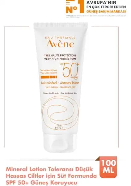 Avene Lait Mineral Lotion SPF 50+ Hassas Ciltler İçin Yüksek Koruma ve Rahatlatıcı Güneş Kremi