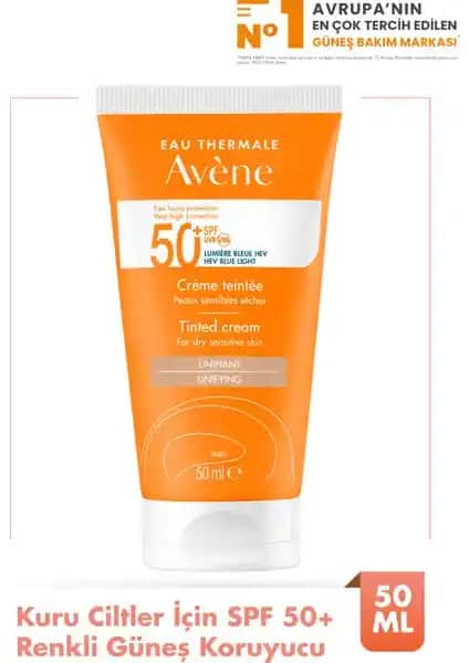 Avene Tinted Cream SPF 50+ Kuru ve Hassas Ciltler İçin Yüksek Koruma Güneş Kremi